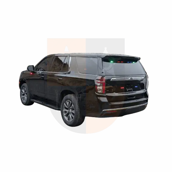 black tahoe ssv police car from the back